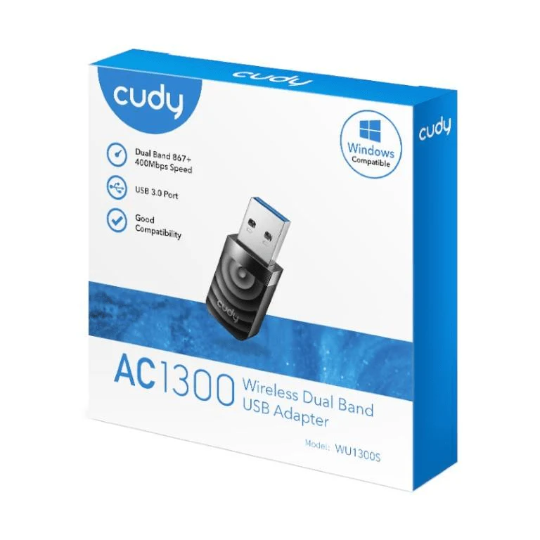 Adapter Cudy AC1300 , Wireless DUAL BAND 2.4Ghz/5Ghz , Black , WU1300S - Image 2