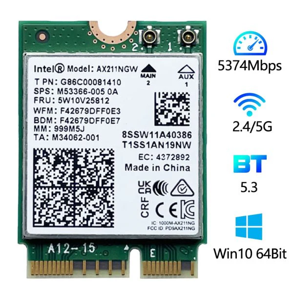 Adapter PCIe Intel AX211 WiFi 6E , M.2 2230 2400Mbps , Wireless + Bluetooth , AX211.NGWG.NV - Image 2