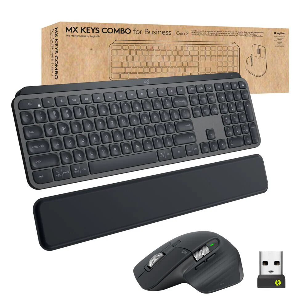 Bundle Logitech MX Keys S Combo (MX Master 3S + MX Keys S + MX Palm Rest) Wireless + Bluetooth , Graphite , 920-011614 - Image 3