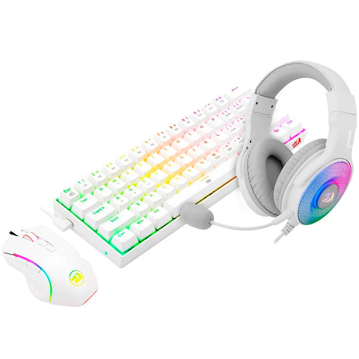 Bundle Redragon S129W 3in1 Combo Keyboard Mechanical with Huano switches K630WRGB , Mouse 7 Button M607W , Headset with 3.5mm PANDORA 2 H350-1W