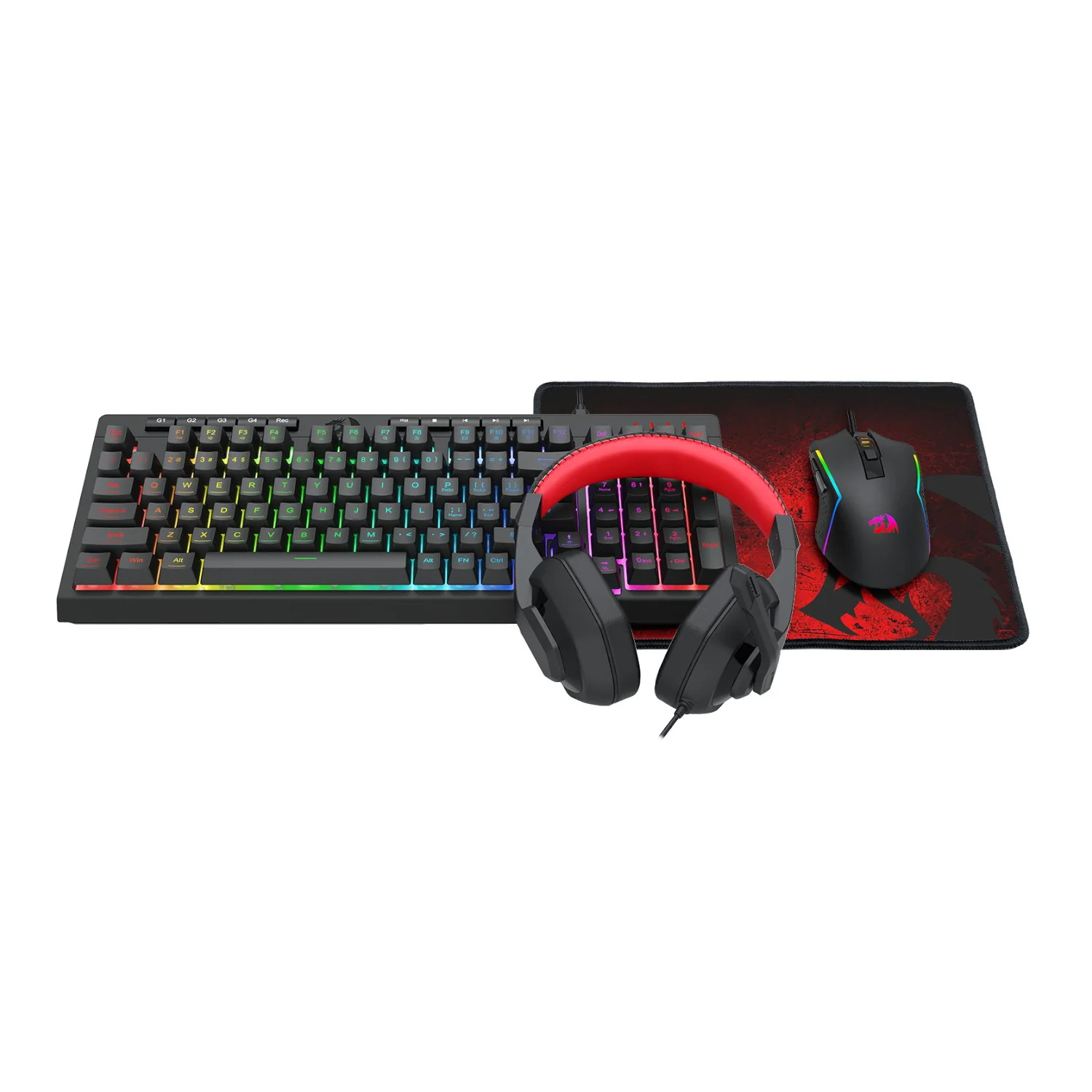 Bundle Redragon S149 4in1 Comblo , Keyboard Membrane K515 Shiva , Mouse M616 TRIDENT 10K DPI Wired , MousePad PISCES Medium , Headset ARES with 40mm drivers and jack 3.5mm , Black , RD-S149 - Image 3
