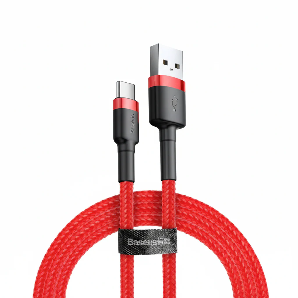 Cable 0.5m USB-C Baseus Cafule , USB-A to USB-C , up to 60W fast charging , Red , CATKLF-A09