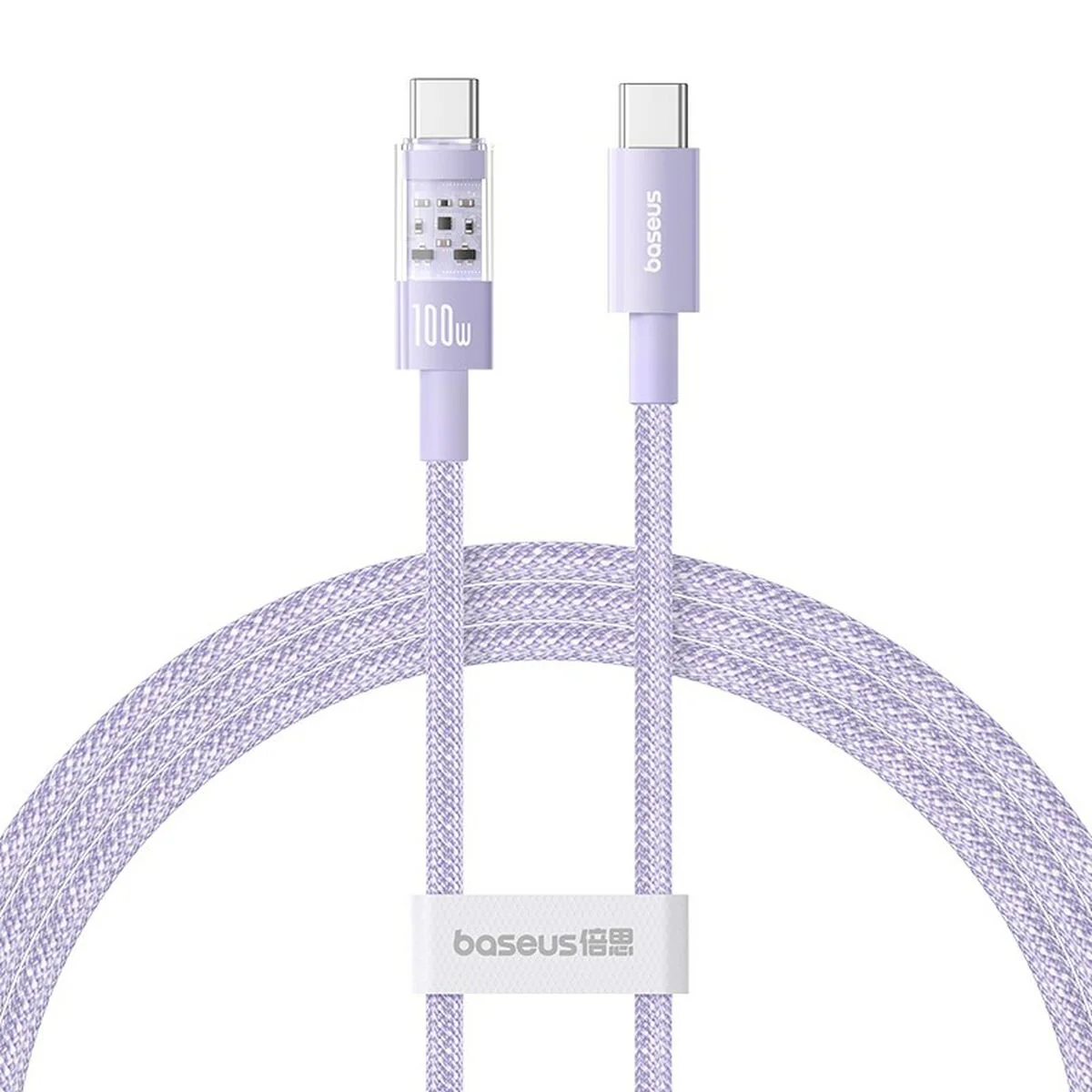 Cable 1m USB-C Baseus Gem , USB-C to USB-C , up to 100W fast charging , Purple , P10373000511-00