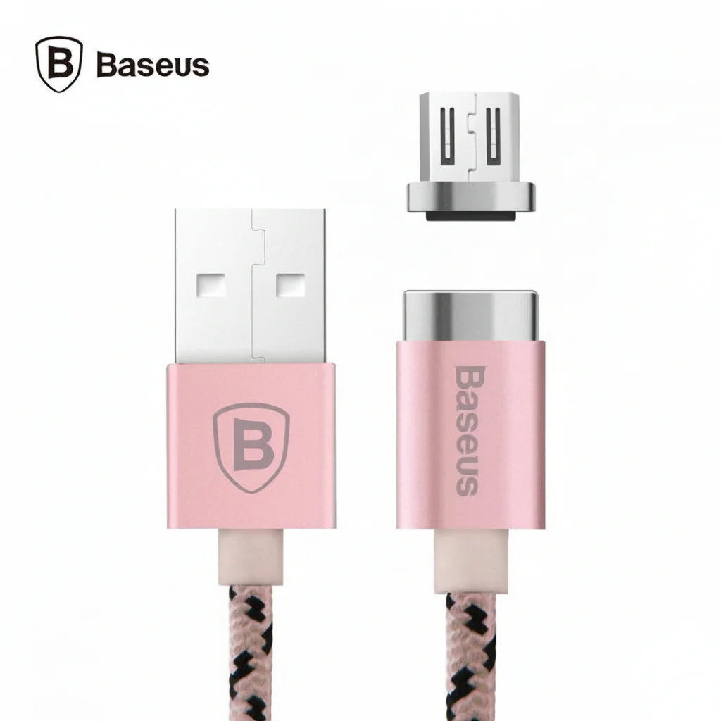 Cable Baseus 1m 2.4A Micro USB Magnetic Charging Cable for Samsung S7 etc. Rose Gold