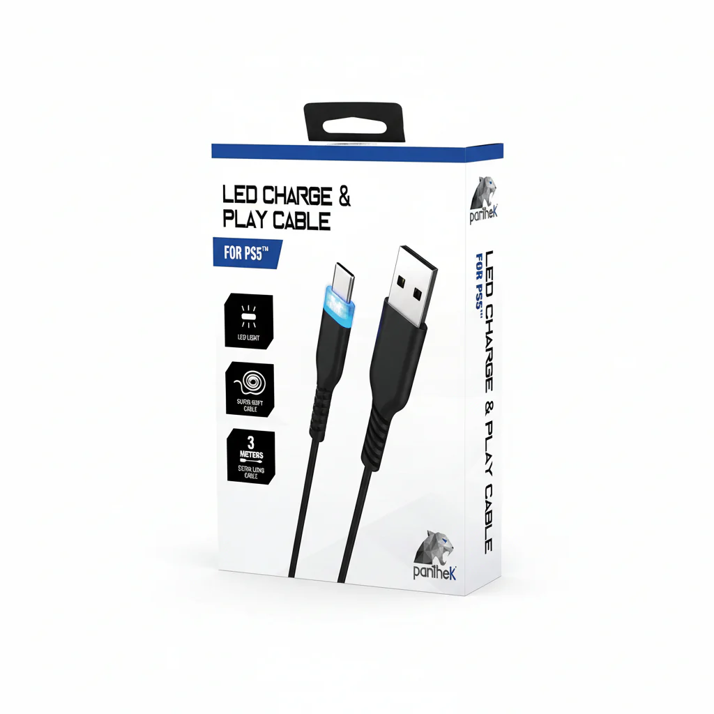 Cable Panthek USB Led Charge For PS5 Controller (3M)