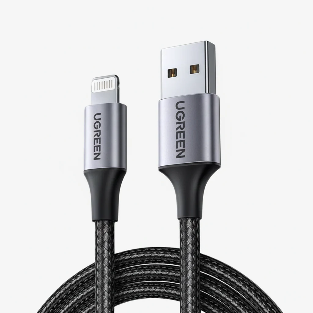 Cable Ugreen USB-A to Lightning , Charging and data transfer up to 480Mbps , 2.4A , Apple C94 MFi Certified , Aluminum Cased Tips , 1m , Black , 60156