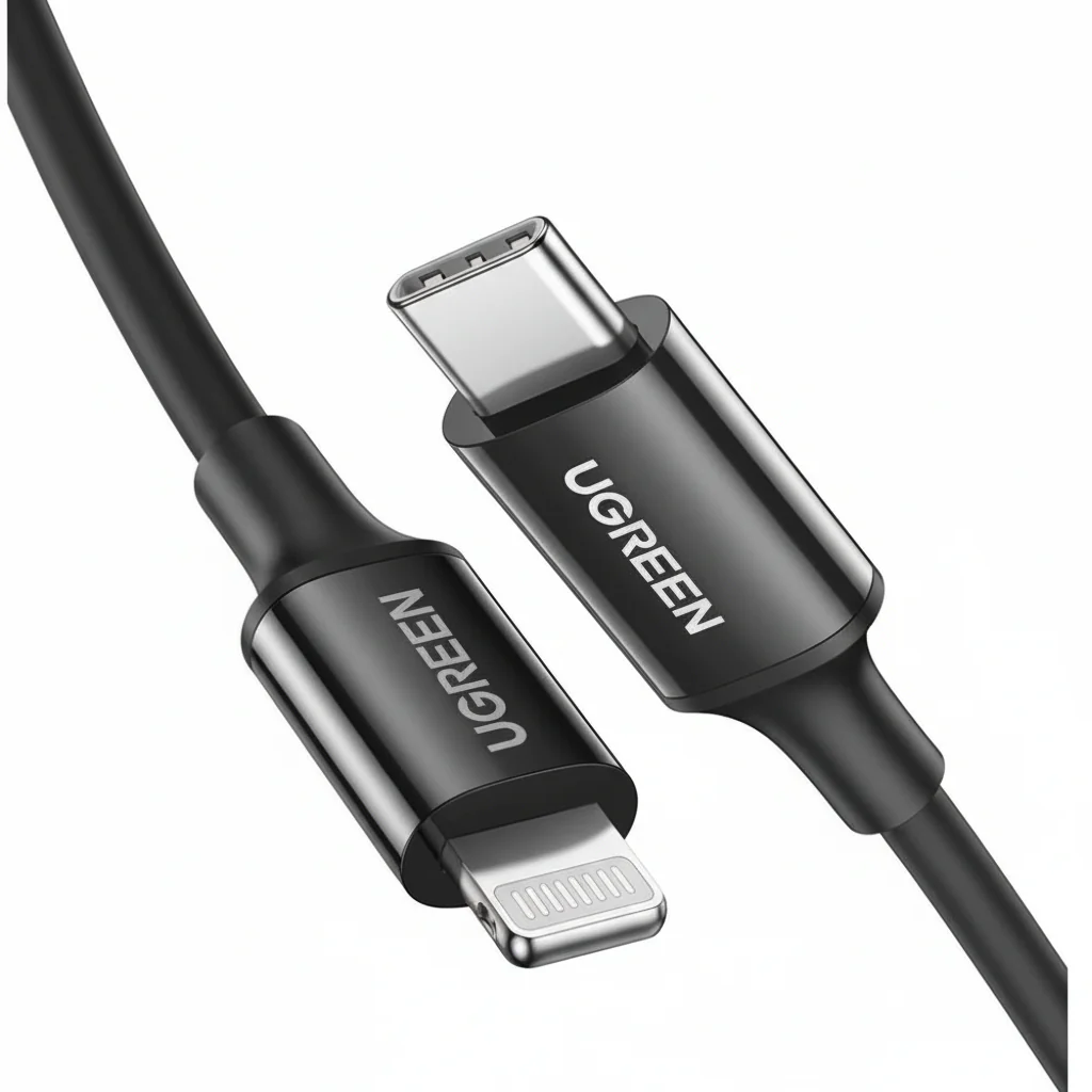 Cable Ugreen USB-C to Lightning , Charging and data transfer up to 480Mbps , 3A , C94 (Apple PD Quick-Charge) , Nickel plating ABS Shell , 1m , Black , 60751