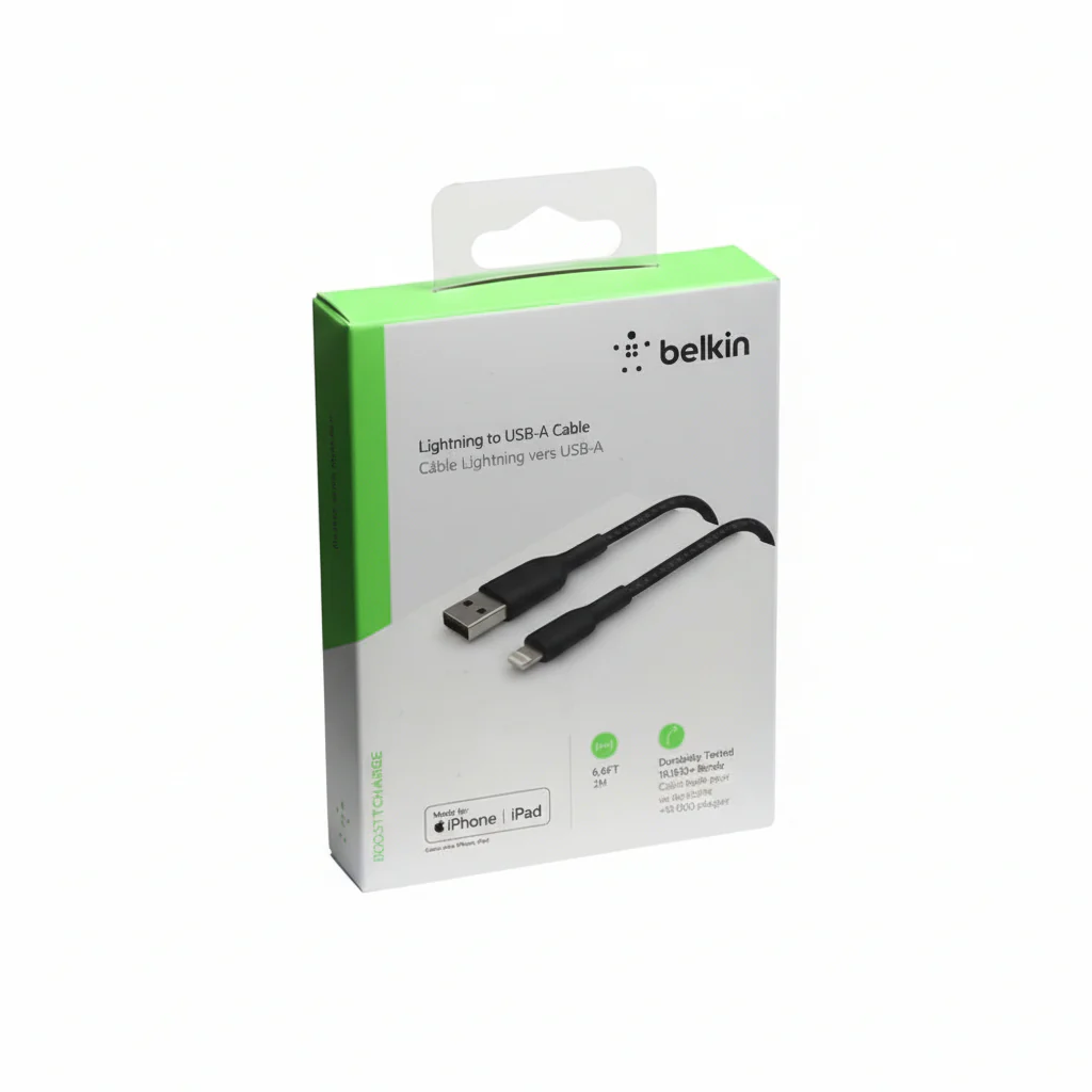 Cable USB-A  Belkin BoostCharge , USB-A to Lightning , 2m , Braided Black , CAA002BT2MBK