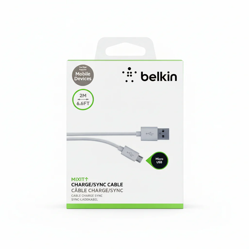 Cable USB-A Belkin Mixit ChargeSync , USB-A to Micro , 2m , White , F2CU012BT04-WHT