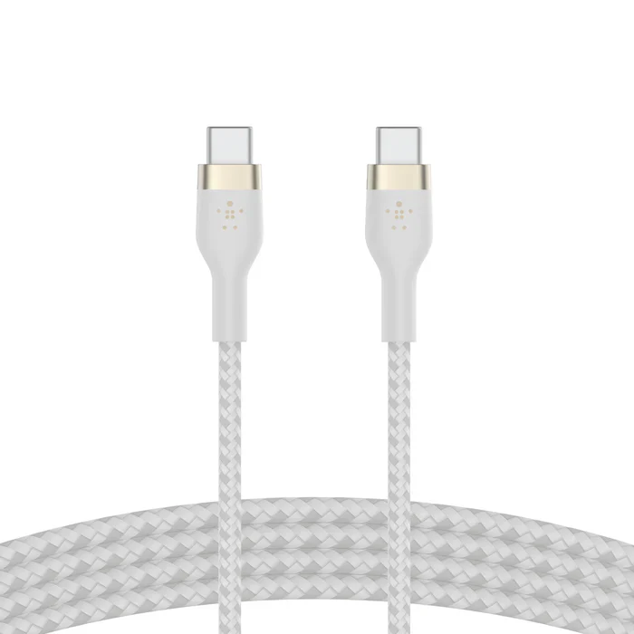 Cable USB-C  Belkin BoostCharge PRO Flex , USB-C to USB-C up to 60W , Braided , 1m , Braided White , CAB011BT1MWH - Image 2