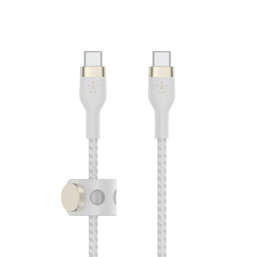 Cable USB-C  Belkin BoostCharge PRO Flex , USB-C to USB-C up to 60W , Braided , 1m , Braided White , CAB011BT1MWH - Image 3
