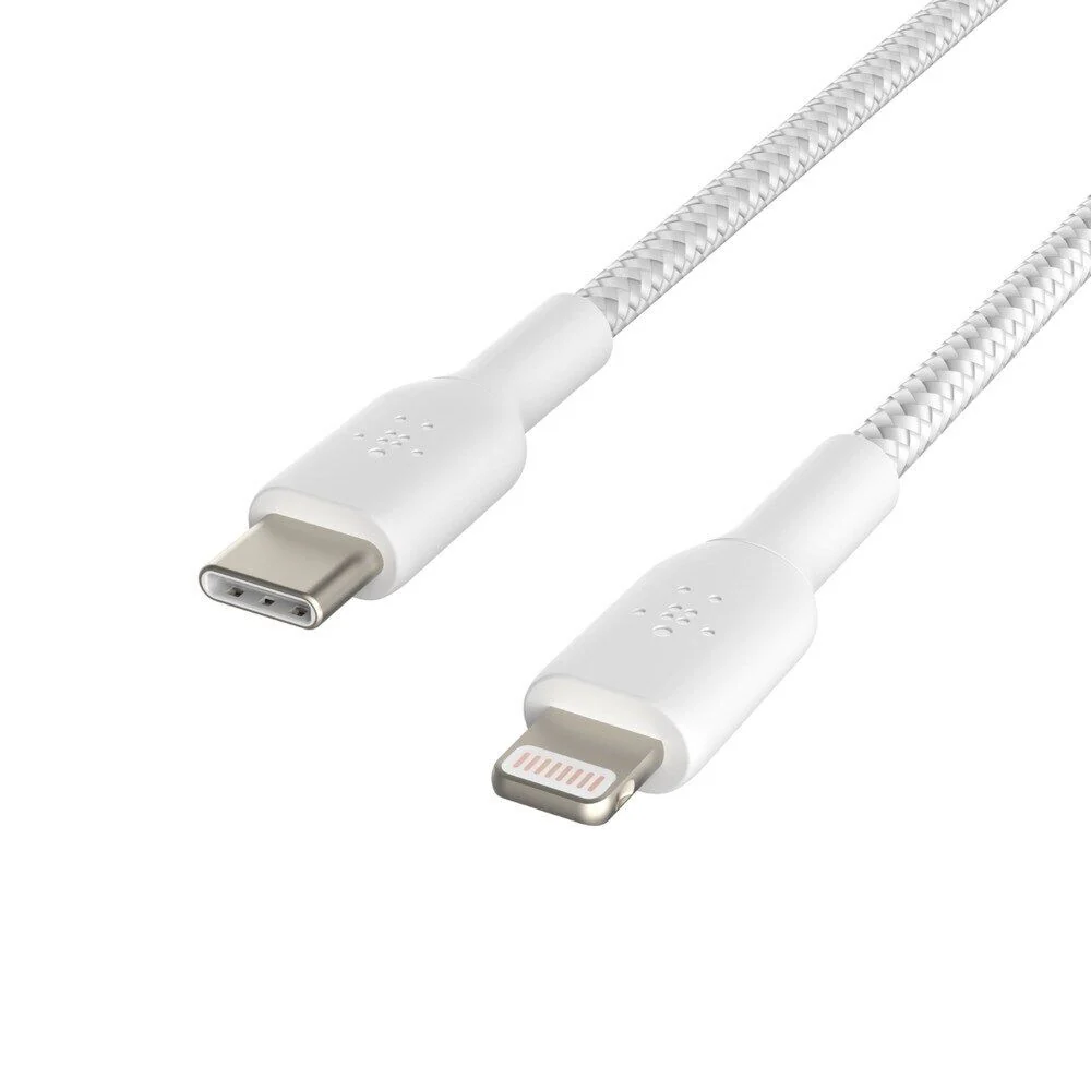 Cable USB-C Belkin BoostCharge , USB-C to Lightning , 1m , Braided White , CAA004BT1MWH - Image 3