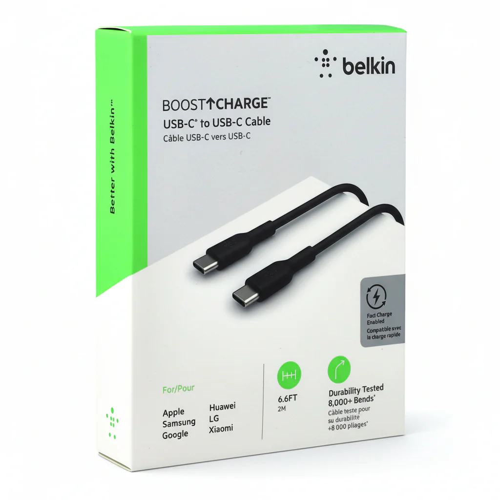 Cable USB-C  Belkin BoostCharge , USB-C to USB-C , 2m , Black , CAB003BT2MBK