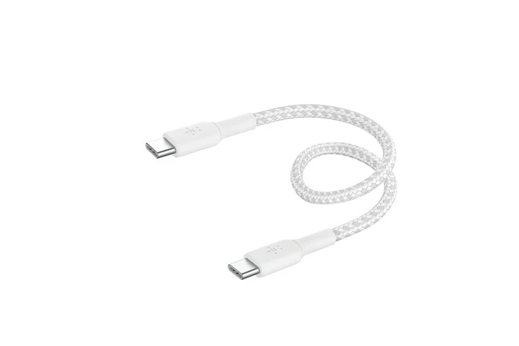 Cable USB-C Belkin BoostCharge , USB-C to USB-C up to 60W , 0.15m , Braided White , CAB004bt0MWH - Image 2