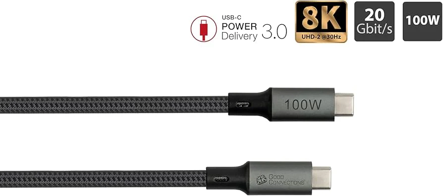Cable USB-C to USB-C GoodConnections , USB 4.0 , up to 100W , up to 8K 30Hz , Braided , 1m , 2402-T010A - Image 2