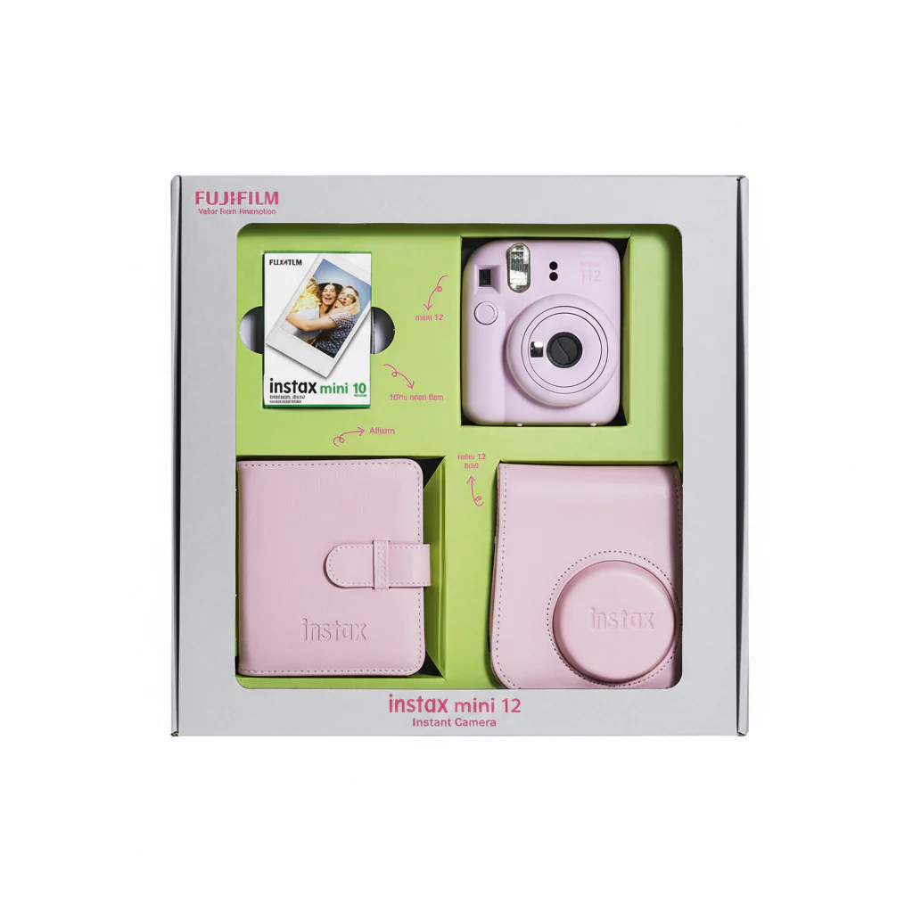 Camera Instax Mini 12 Blossom Pink Bundle Box