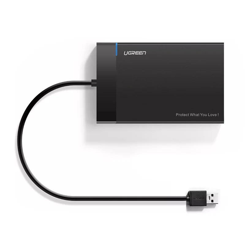 Case 2.5" Enclosure Ugreen for 2.5" HDD & SSD , USB-A 3.1 Gen1 up to 5Gbps , with built in Cable , Black , 30847 - Image 2