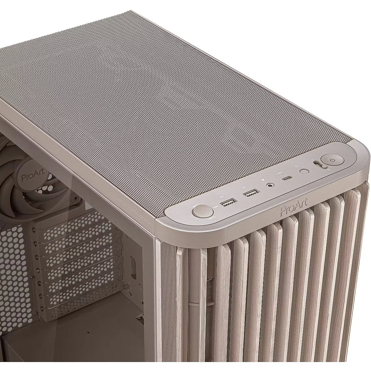 Case ASUS ProArt PA401 Wood Edition , ATX , up to 240mm Radiator Top , Beige , 90DC00M7-B39010 - Image 3
