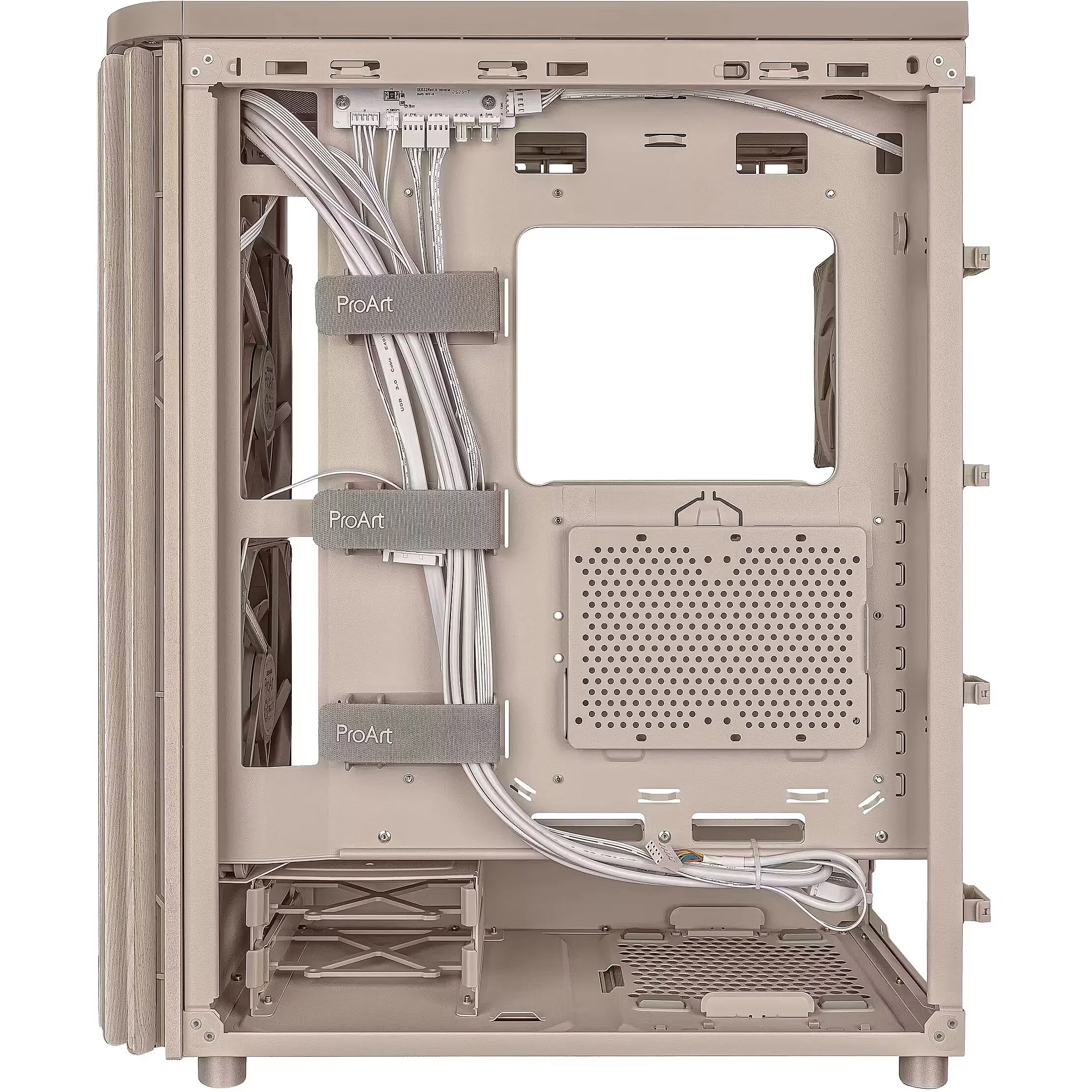 Case ASUS ProArt PA401 Wood Edition , ATX , up to 240mm Radiator Top , Beige , 90DC00M7-B39010 - Image 4