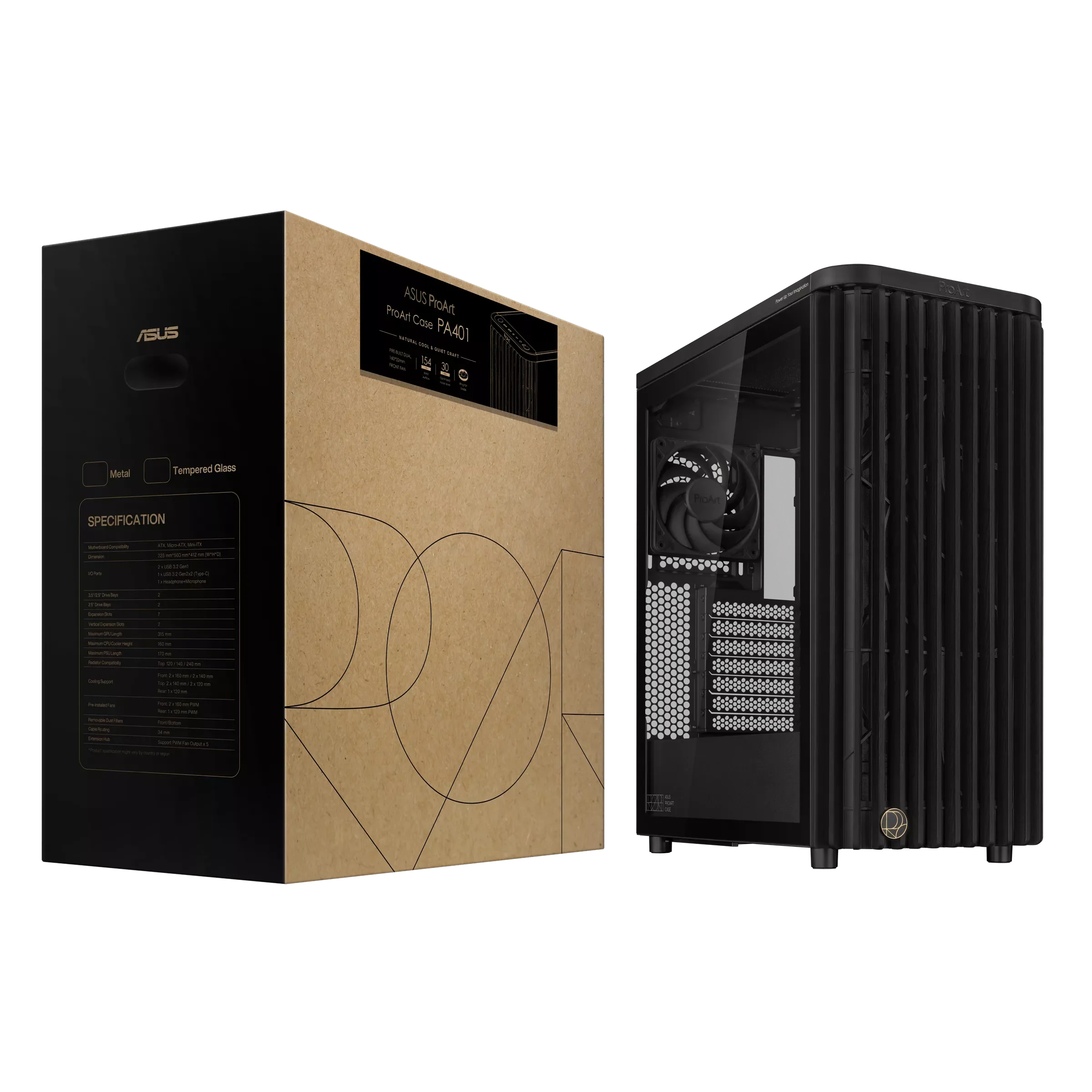 Case ASUS ProArt PA401 Wood Edition , ATX , up to 240mm Radiator Top , Black , 90DC00M0-B39000 - Image 6