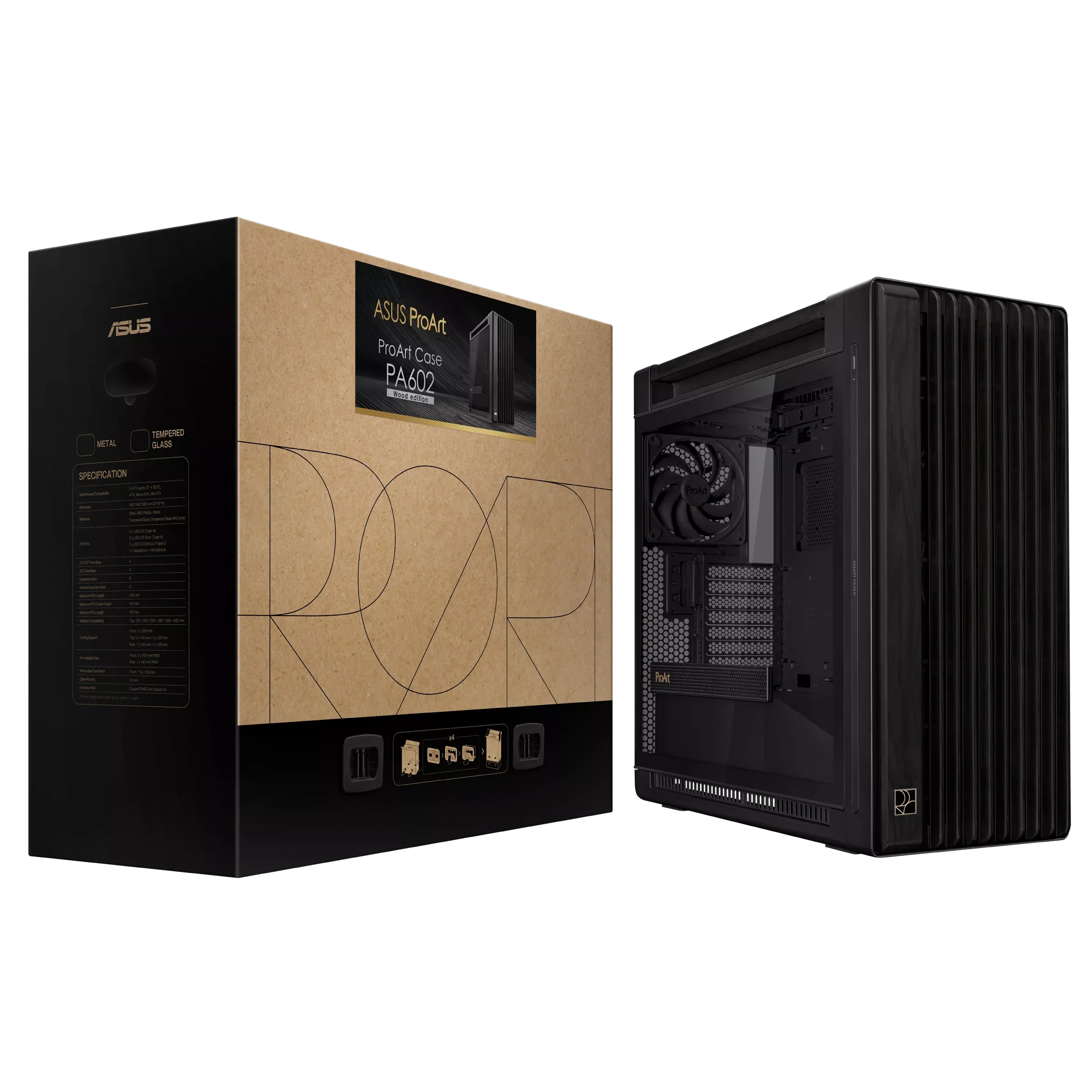 Case ASUS ProArt PA602 Wood Edition , ATX , up to 420mm Radiator Top , Black , 90DC00J0-B09010 - Image 9
