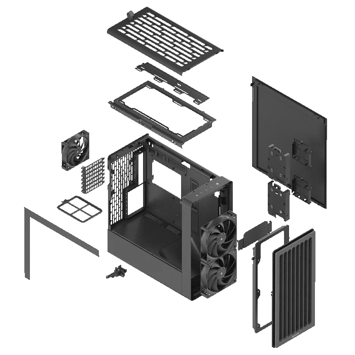 Case HAVN BF 360 Flow , ATX , Premium Mid Tower Case , 2x 180mm 1x 140mm , Black , HVN-CA-BF360-04 - Image 10