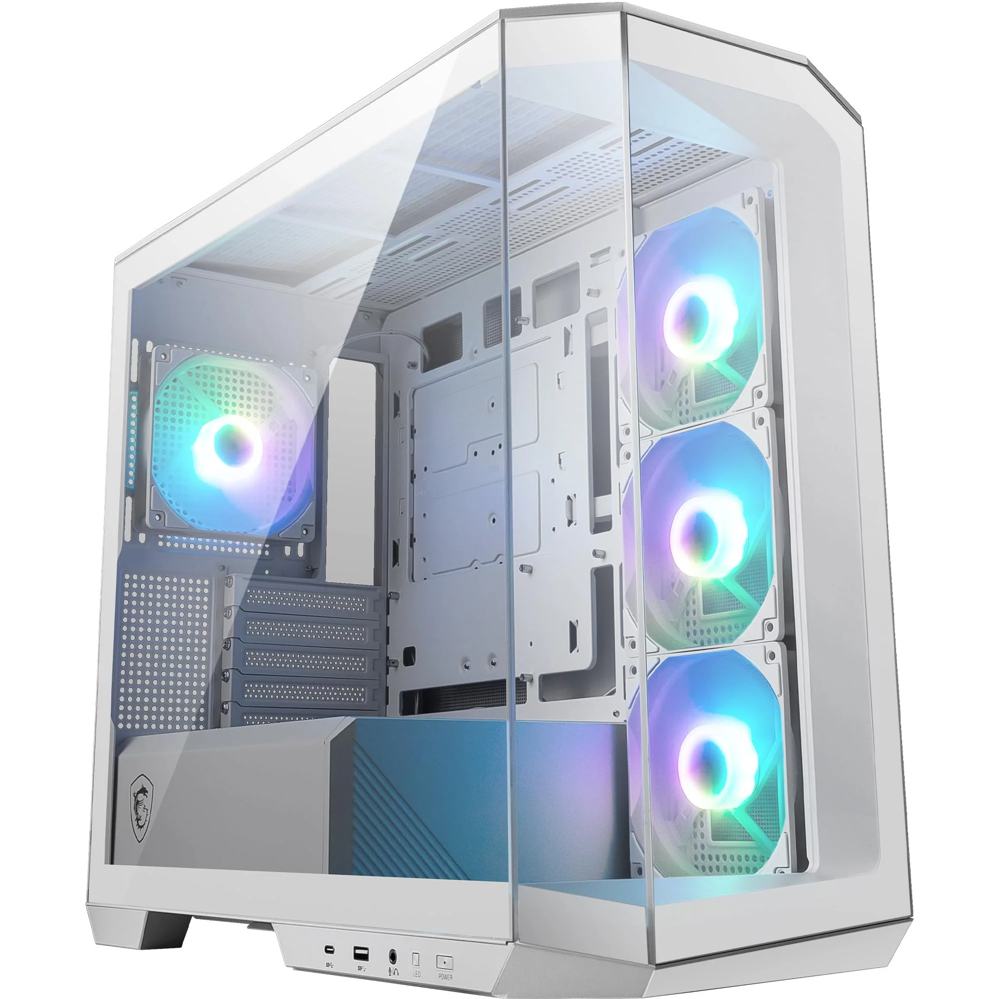 Case MSI MAG PANO M100R PZ Panorama , Micro ATX , 4x 120 ARGB Fans included, White 306-7G24W21-809