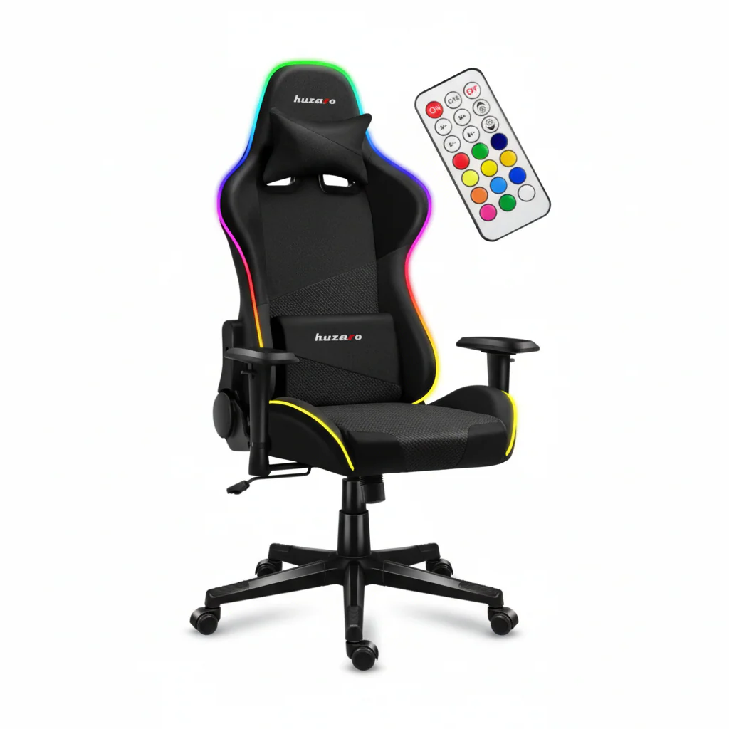 Chair Huzaro Force 6.3 ARGB , Gaming Chair , up to 130Kg , Black , HZ-Force 6.3 RGB Mesh