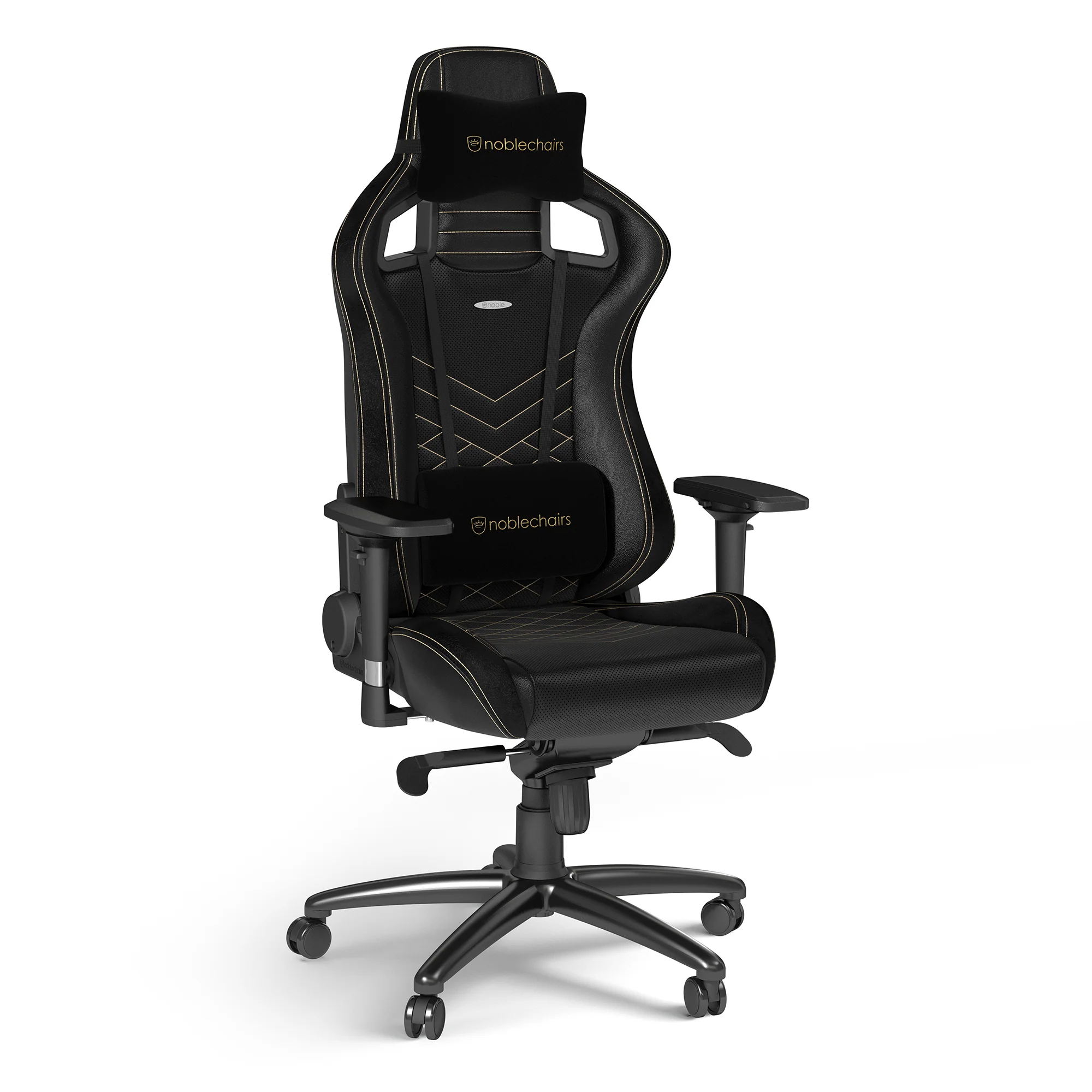 Chair Noblechairs EPIC Gaming Chair , Breathable , 4D armrests , Max load of up to 120kg , Black/Gold , NBL-PU-GOL-002