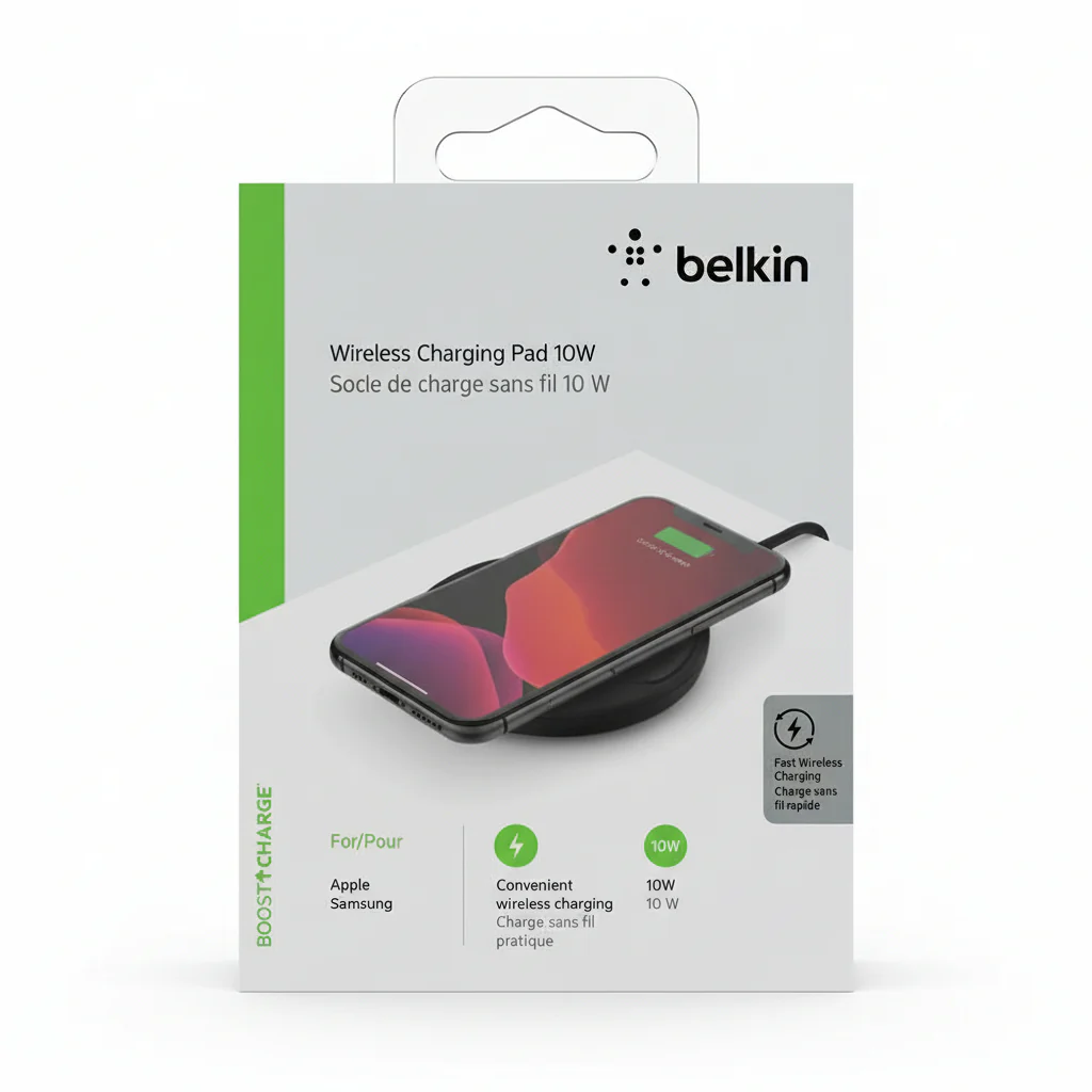 Charger 10W  Belkin BoostCharge , Wireless Charger Pad up to 10W with Micro USB , Black , WIA001VFBK