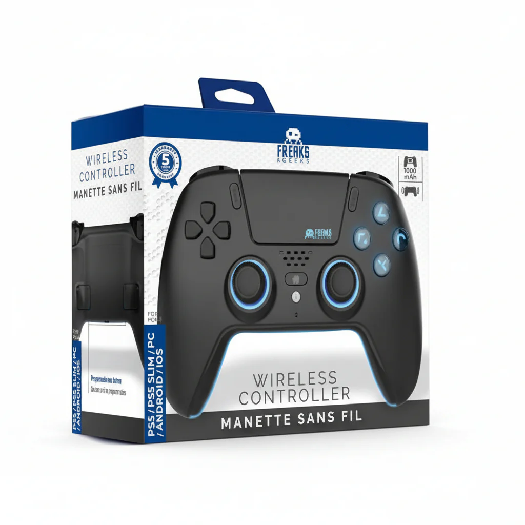 Controller Freaks And Geeks Wireless Black LED For PS5