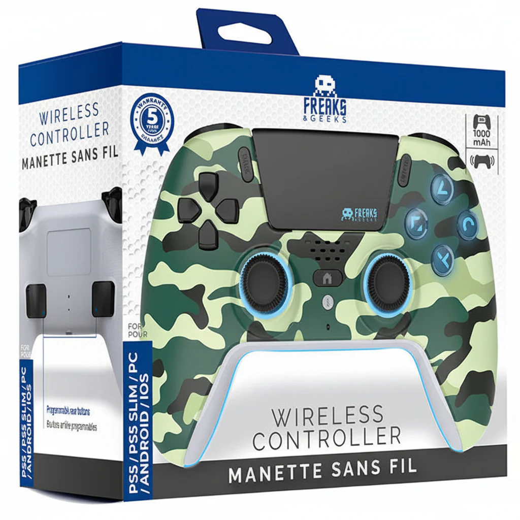 Controller Freaks And Geeks Wireless Green Camo LED For PS5