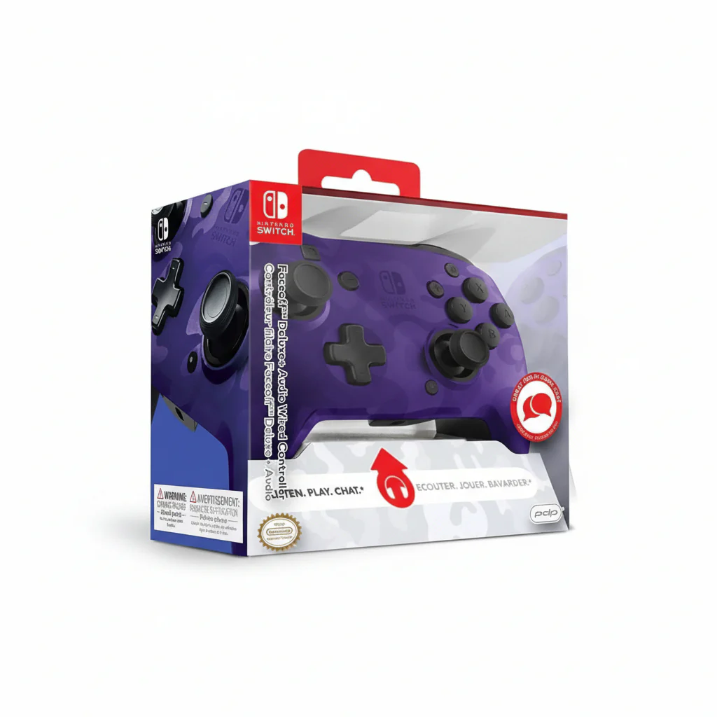 Controller Nintendo Switch PDP Faceoff Deluxe Wired + Audio Camo Purple