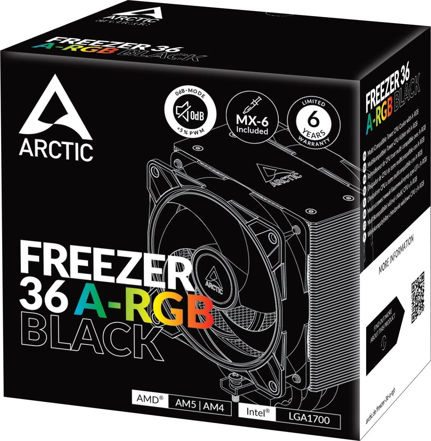 Cooler ARCTIC Freezer 36 ARGB , Air Cooler with 2x120 ARGB Fans , Black , ACFRE00124A - Image 5