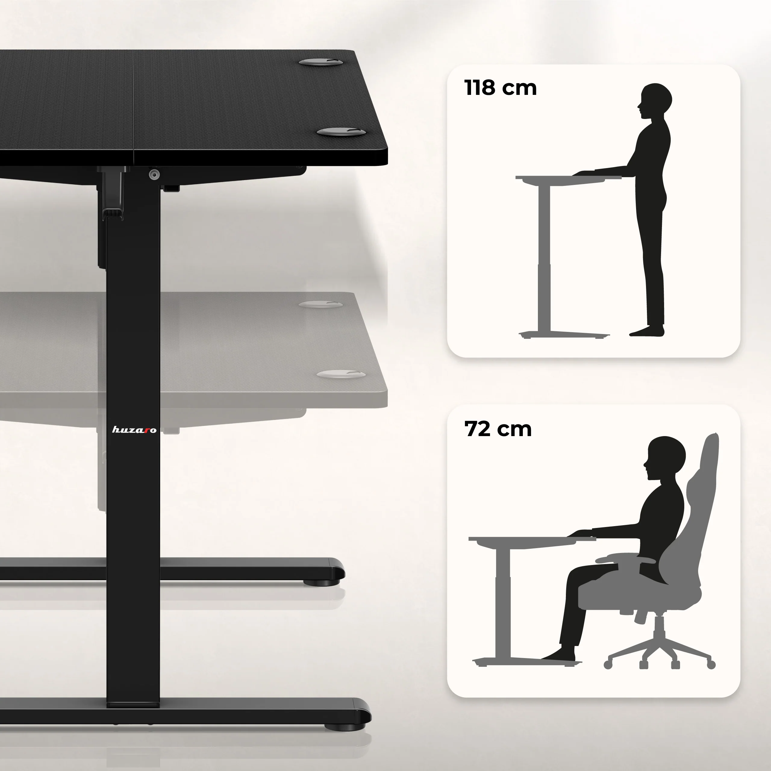Desk Huzaro Hero 7.9 , Electric motor , 1000x600x1180x720 mm , Black , HZ-Hero 7.9 Black - Image 4