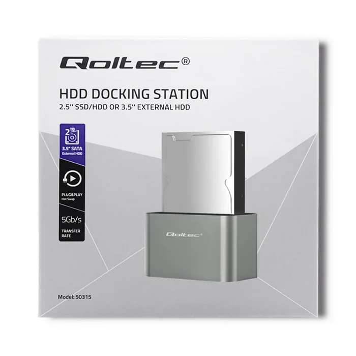 DockStation Qoltec (HDD/SSD | 2.5"/3.5" SATA) to USB-A 3.2 Gen1 , 50315 - Image 3