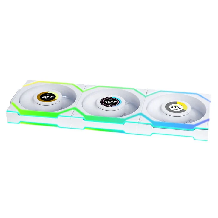Fan 3x 120mm Lian LI UniFan SL LCD Wireless ARGB , Airflow 85.08 m3/h , White , G99.12SLLCD1W3W.00