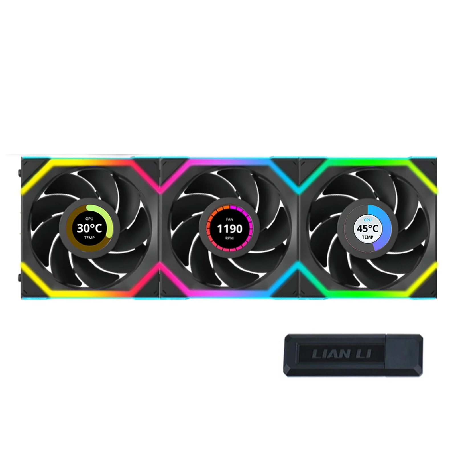 Fan 3x 120mm Lian LI UniFan SL Wireless LCD ARGB , with Controller , Black , G99.12SLLCD1W3B.00