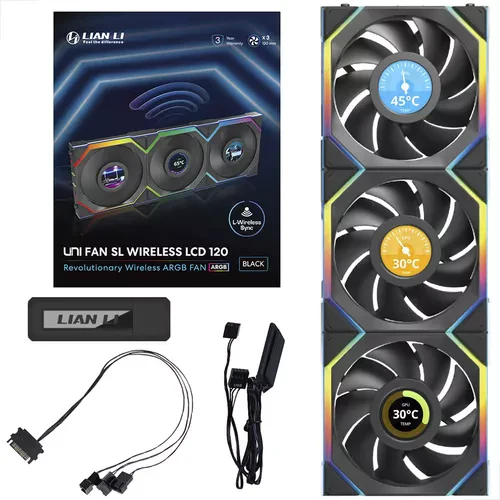 Fan 3x 120mm Lian LI UniFan SL Wireless LCD ARGB , with Controller , Black , G99.12SLLCD1W3B.00 - Image 3