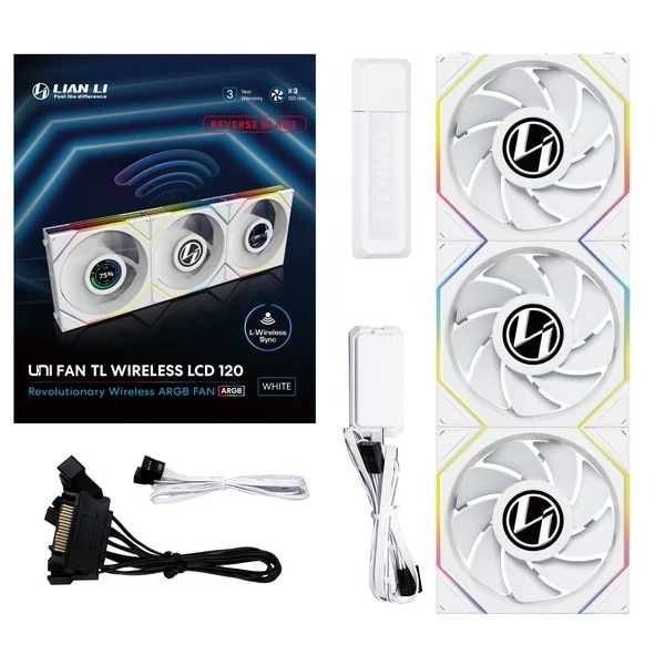 Fan 3x 120mm Lian LI UNIFan TL LCD ARGB , Reverse , Wireless , White , G99.12RTLLCD1W3W.00 - Image 5