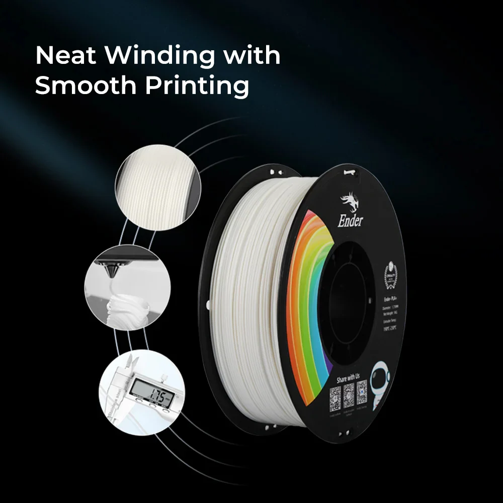 Filament Creality EN-PLA+ White , Ender 3D Printer Filament , Strength 34MPA Bend 77MPa 1 kg Spool 1.75 , 3301010305 - Image 4