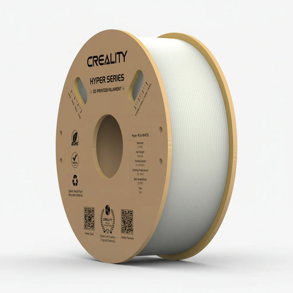 Filament Creality Hyper PLA White, 3D Printer Filament, 1 Kg Spool, 1.75 mm