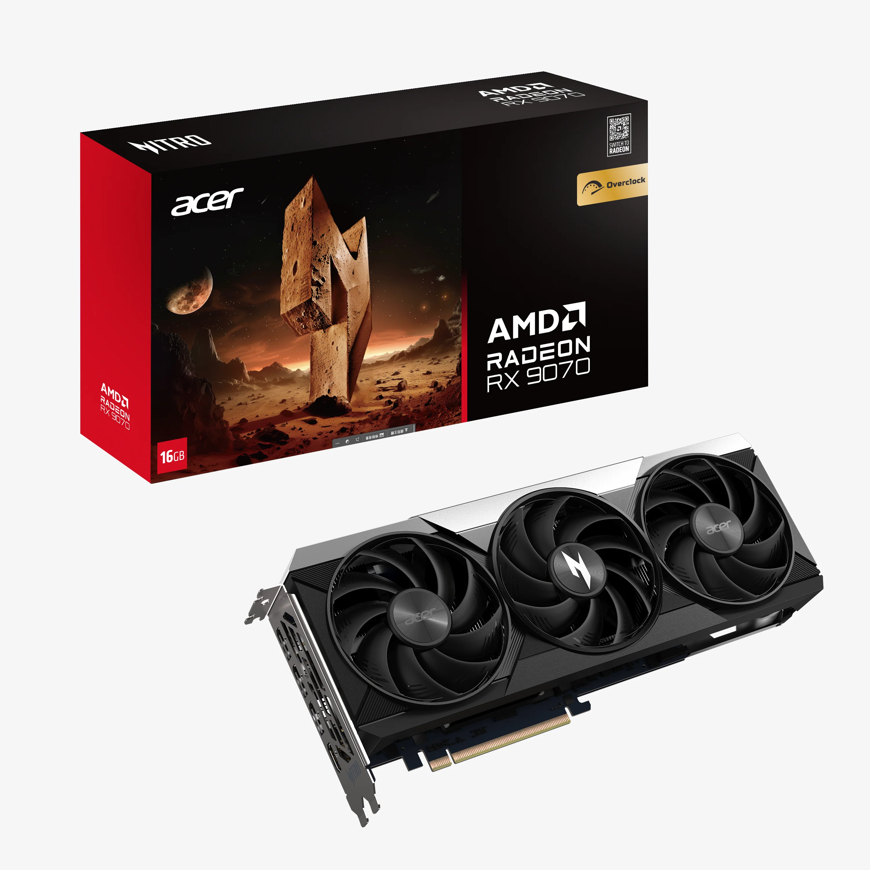 GPU Acer Nitro OC Radeon RX 9070 16GB GDDR6 , 3x Fan , Black , DP.Z4EWW.P01 - Image 4