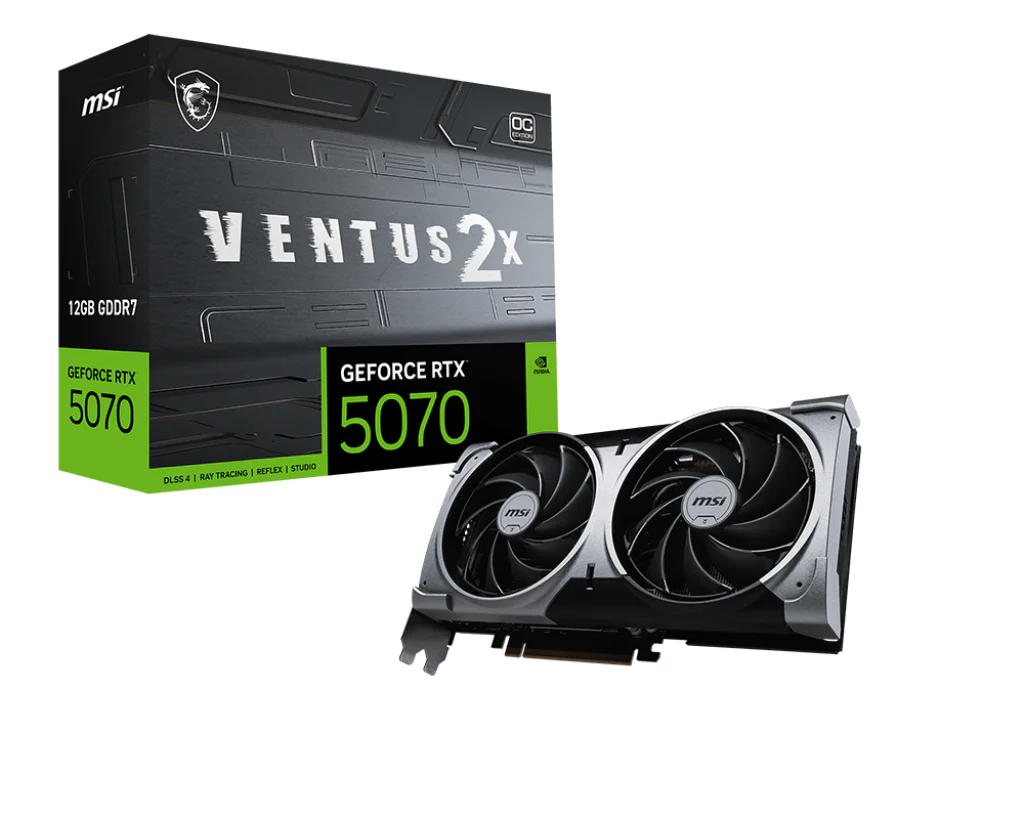 GPU MSI Ventus 2X OC GeForce RTX 5070 12GB GDDR7 , 2x Fan , Black/Silver