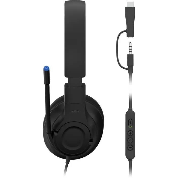 Headset Belkin Inspire Wired Kids Headset for Nintendo Switch 2 USB-C / Jack 3.5mm Black ENA011HQBK - Image 3