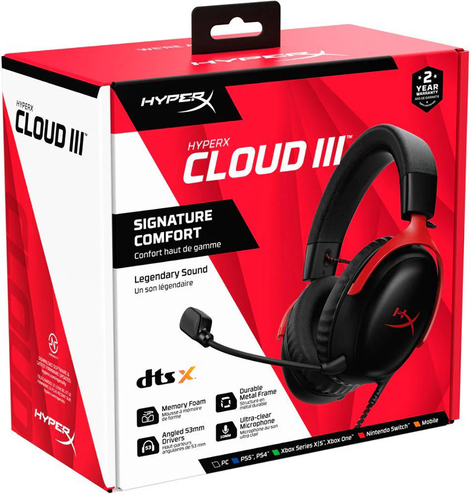 Headset HyperX Cloud III , Wired Gaming , PS5/PS4/PC Multiplatform Compatible , Black/Red , 727A9AA - Image 5