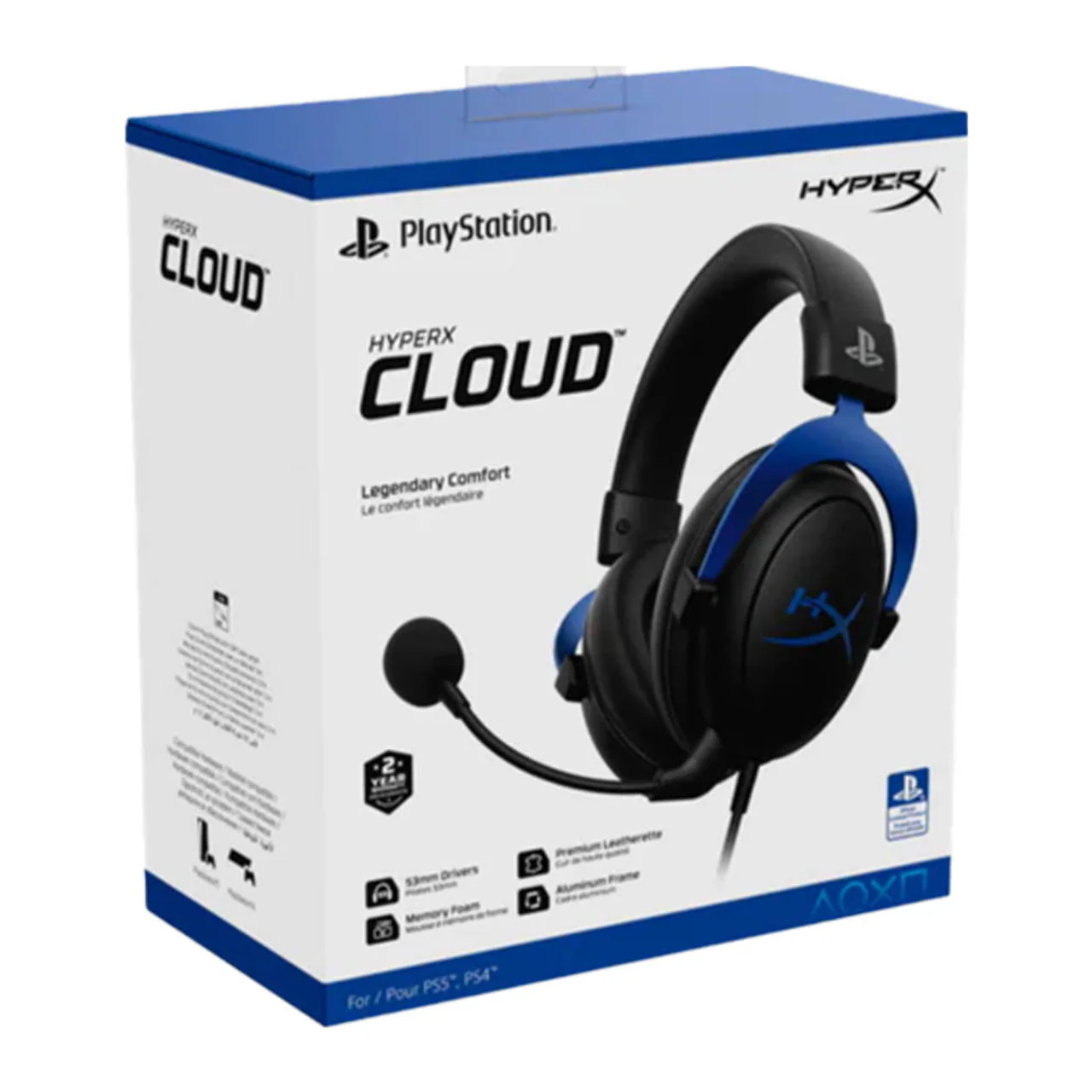 Headset HyperX Cloud , Wired Gaming Headset , Compatible with PS5 and PS4 , Detachable noise-cancellation microphone , Black/Blue , 4P5H9AM - Image 2