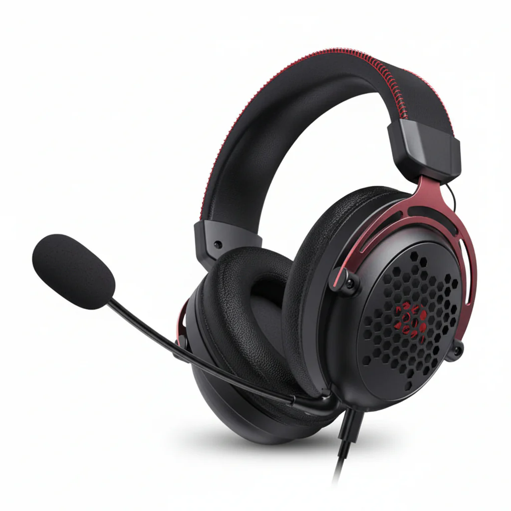 Headset Redragon H386 Diomedes , Detachable Microphone , USB-C to USB-A/AUX cable , Black/Red  , H386