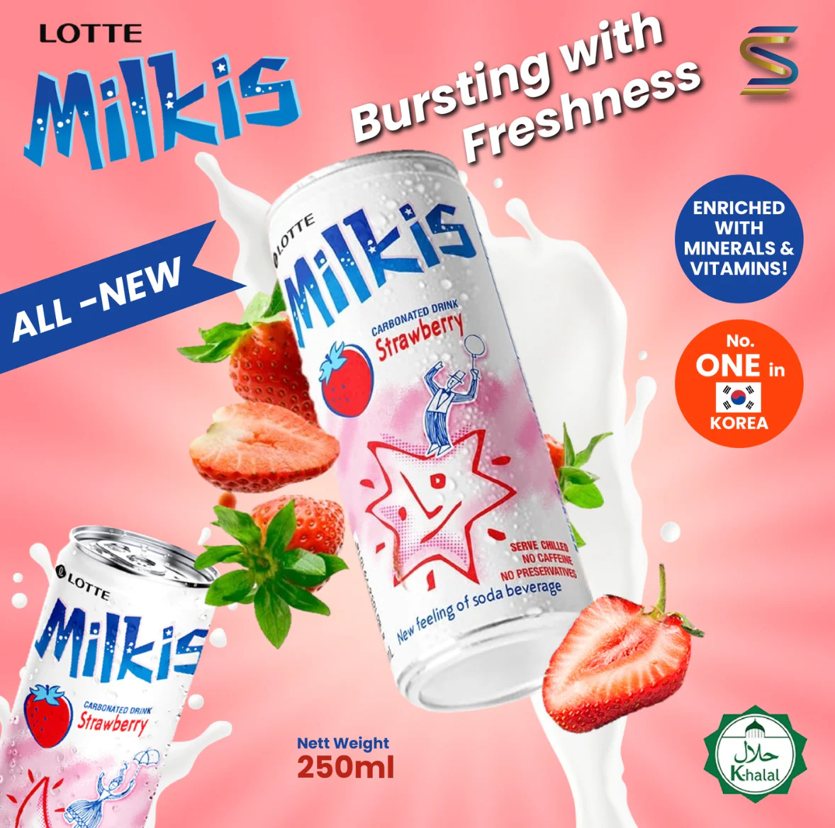 Juice Lotte Milkis Strawberry Flavor - Image 3