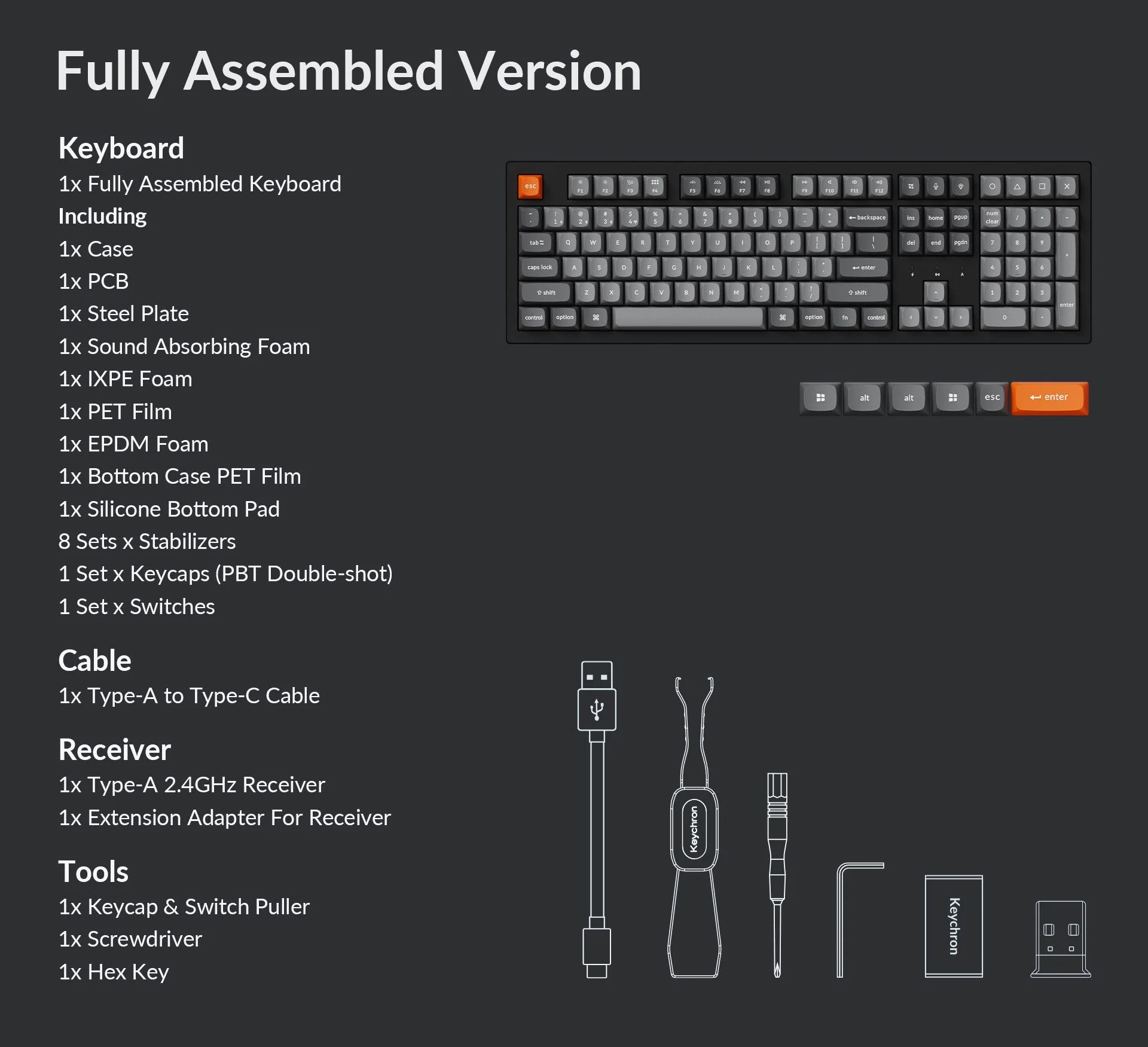 Keyboard Keychron K10 Max  K10M-H1 , QMK/VIA Wireless/Bluetooth Mechanical Keyboard , Red Switch (Hot-Swappable) , 100% , US Layout , Black/Grey/Orange , K10M-H1 - Image 4